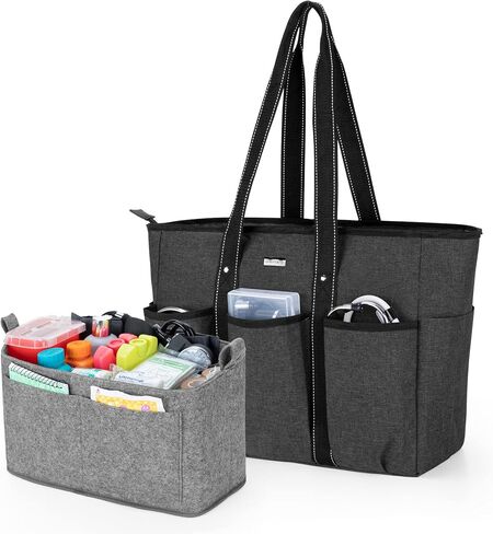 Damero Nurse Tote Bags with Organizer Insert Bag, Medical Supplies Bags with Laptop Sleeve, Black in Kuwait