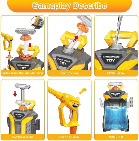 deAO Kids Car Wash Toy with Spray Gun Outdoor Water Play for Ages 3-8 in Kuwait