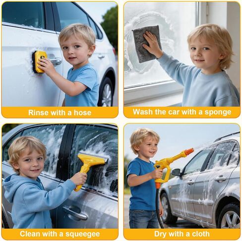 deAO Kids Car Wash Toy with Spray Gun Outdoor Water Play for Ages 3-8 in Kuwait