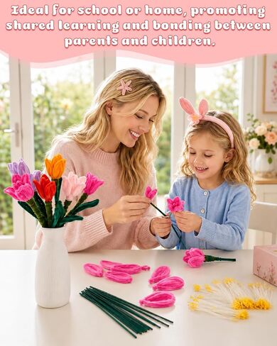 864PCS Pipe Cleaners Craft, Pipe Cleaners Flowers Kit with Handle, 13Colors Chenille Stems,Art and Craft Supplies in Kuwait