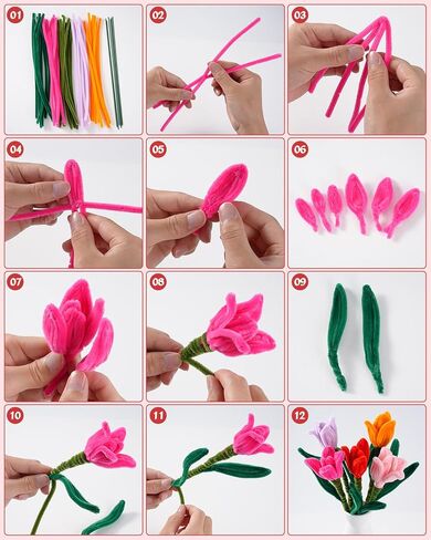 864PCS Pipe Cleaners Craft, Pipe Cleaners Flowers Kit with Handle, 13Colors Chenille Stems,Art and Craft Supplies in Kuwait