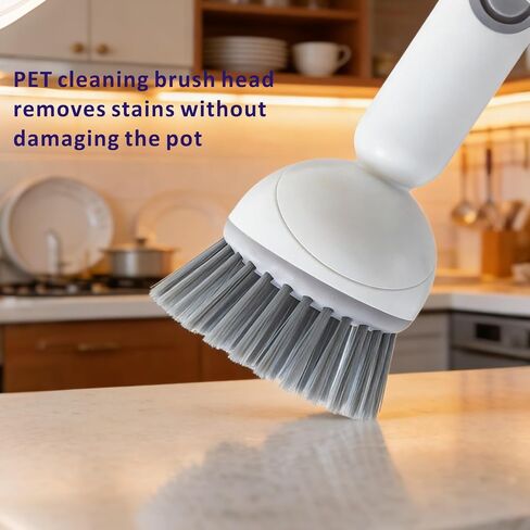 QMUNLLO Rotating Dish Brush & Soap Dispenser Set for Pots & Pans(White) in Kuwait