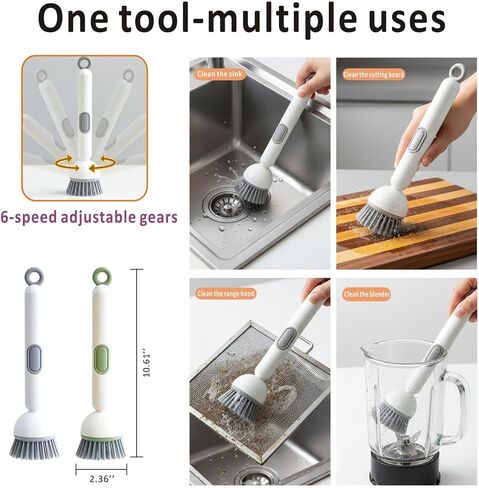 QMUNLLO Rotating Dish Brush & Soap Dispenser Set for Pots & Pans(White) in Kuwait