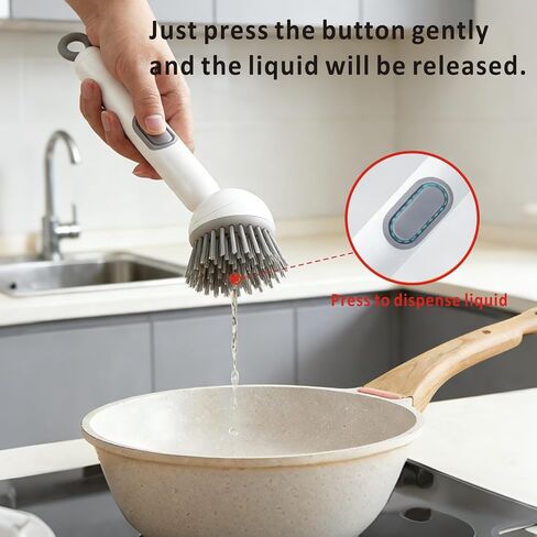 QMUNLLO Rotating Dish Brush & Soap Dispenser Set for Pots & Pans(White) in Kuwait