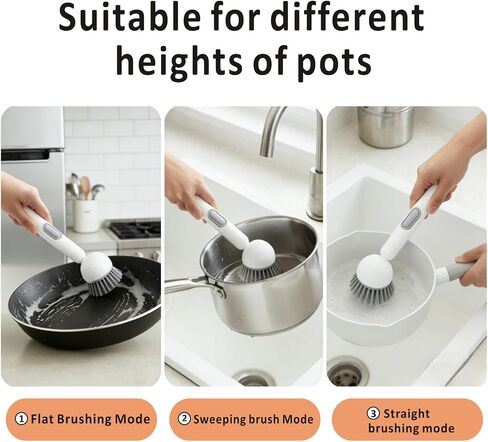 QMUNLLO Rotating Dish Brush & Soap Dispenser Set for Pots & Pans(White) in Kuwait