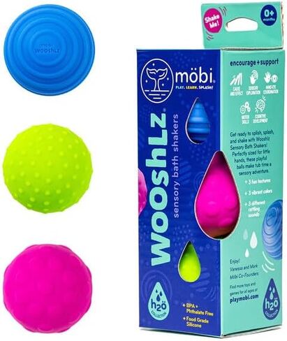 Mobi Skwooshlz Water Squeeze Bulbs - Silicone Baby Bath Toys, Baby Bathtub Toys for Toddlers, Latex and BPA Free, Food Grade Silicon, Easy to Clean - Toddler Ages 1-3 (Pack of 2) in Kuwait