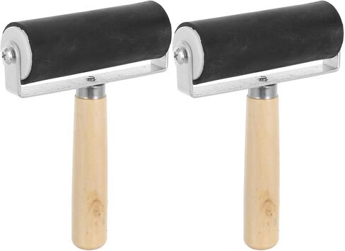 2pcs Linocut Ink Roller Wood Rubber Roller for Printmaking in Kuwait