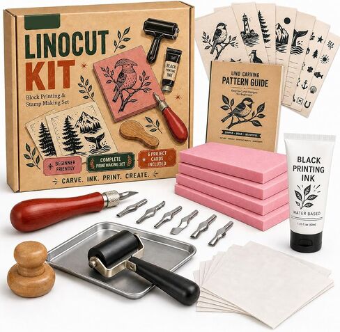 Linocut Kit for Printmaking, Stamp Making Kit with Linocut Tools and Blocks in Saudi Arabia