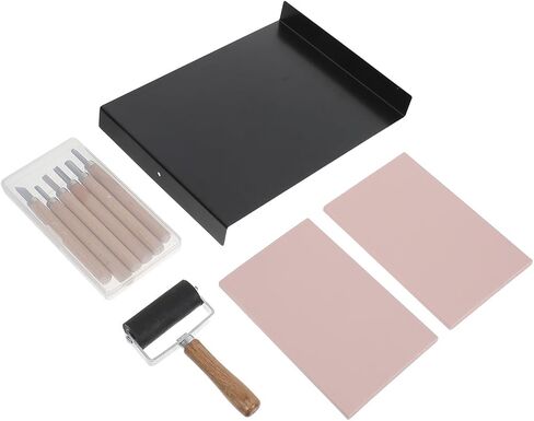 10pcs Rubber Stamp Making Kit with Metal Linocut Carving Tools in Kuwait