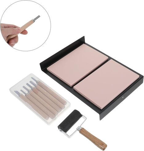 10pcs Rubber Stamp Making Kit with Metal Linocut Carving Tools in Kuwait