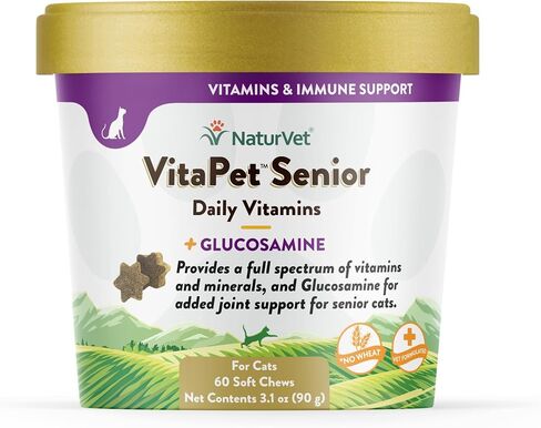 NaturVet VitaPet Senior Daily Vitamins Supplement for Cats - 60 Ct in Kuwait