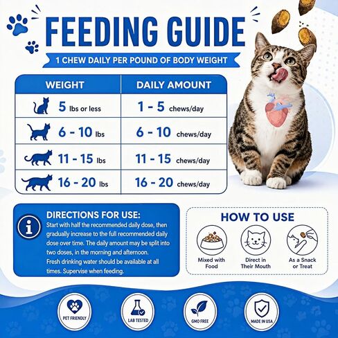 Cat Multivitamin Treats 26-in-1 Taurine for Cats with Lysine Turmeric MSM Glucosamine Omega for Immune Support, Skin & Coat Health, Hip, Joint, Heart, Eyes, Cat Vitamins for Indoor Cats in Kuwait