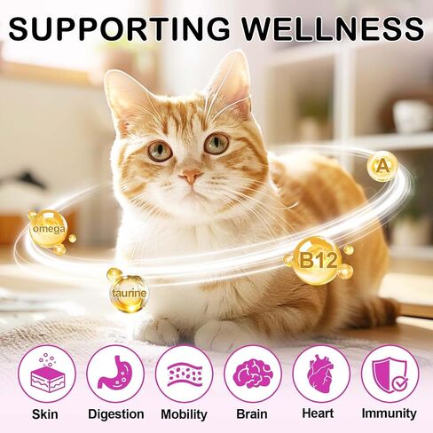 Cat Multivitamin Chews, 15-in-1 Multivitamin Cat Treats for Heart Health, Joint, Skin & Coat, Immune Digestive Support, Supplements & Vitaminsfor Cats, Chicken Flavour (30-Day Supply) in Kuwait