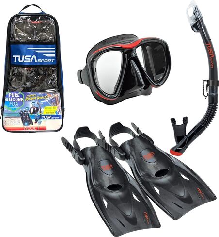 TUSA Sport Adult Powerview Mask, Dry Snorkel, and Fins Travel Set in Kuwait