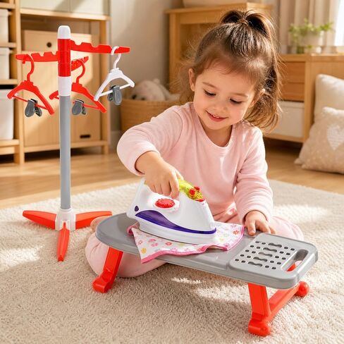 PowerTRC Kids Ironing Board Set with Light & Sound Iron, Dryer & Hangers in Saudi Arabia