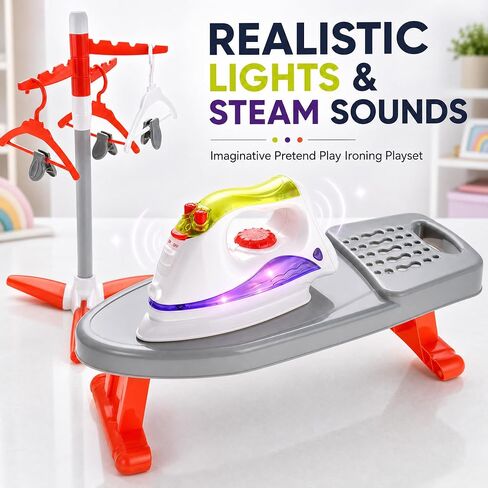 PowerTRC Kids Ironing Board Set with Light & Sound Iron, Dryer & Hangers in Saudi Arabia