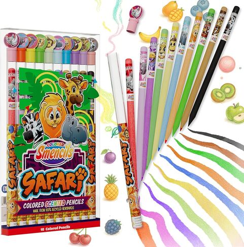 Safari Colored Smencils, Scented Colored Pencils for Kids, 10 Count in Kuwait