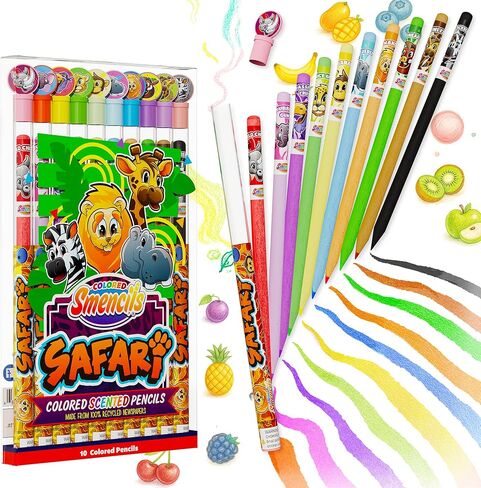 Safari Colored Smencils, Scented Colored Pencils for Kids, 10 Count in Kuwait