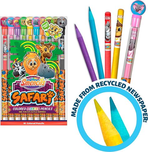 Safari Colored Smencils, Scented Colored Pencils for Kids, 10 Count in Kuwait