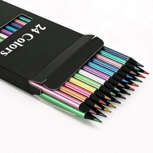 Aksipo 24 Rainbow Colored Pencils, Art Supplies Coloring Pencils Drawing Set for Teens Adults Girls, Ideal Gift for Coloring, Sketching, Painting in Saudi Arabia