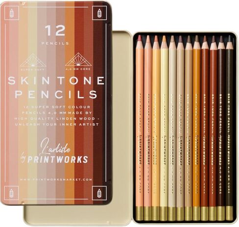 PrintWorks Skin Tone Colored Pencils Set, 12 Count - Soft Core for Blending in Kuwait