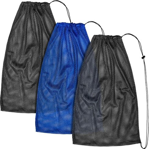 ROKOXIN 3 Pack Mesh Gear Bag For Snorkel Scuba Swim Dive Gear Oversized Drawstring Net Bag for Sports Equipment, Gym,Beach, Toys, Balls, Laundry, 27" X 19" in Kuwait
