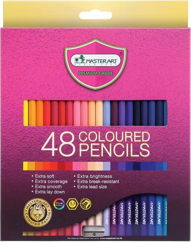 MASTERART Colored Pencils 48 Colors for Kids and Adults Coloring, Free Sharpener in the box in Kuwait