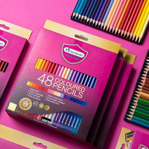 MASTERART Colored Pencils 48 Colors for Kids and Adults Coloring, Free Sharpener in the box in Kuwait