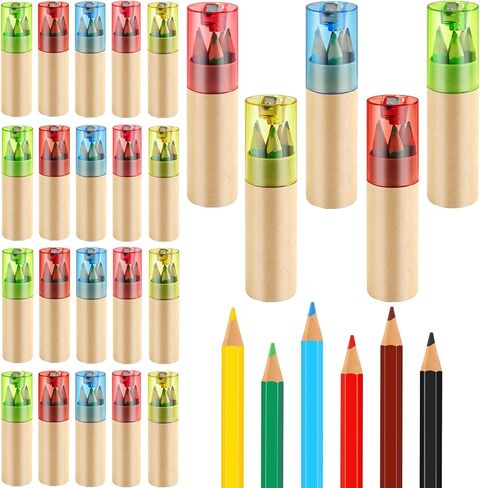 25 Packs/300pcs Mini Drawing Colored Pencils With Sharpener Set, 3.5 Inch Portable Painting Pencil for Kid 12 Colors Pencils in Bulk, Children Painting Classroom School Birthday Wedding Party Favors in Kuwait