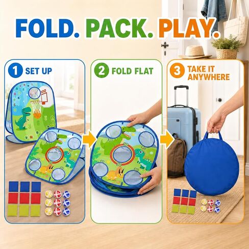 Dinosaur Bean Bag Toss Game for Kids, Indoor & Outdoor Play in Kuwait