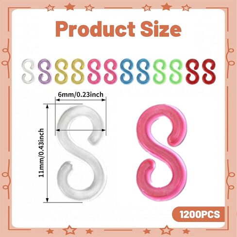 KFHENSOMR 1200 S Clips Rubber Band Clips S Clip Plastic Bracelet Connector in Kuwait