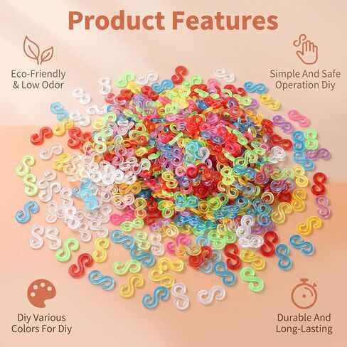 KFHENSOMR 1200 S Clips Rubber Band Clips S Clip Plastic Bracelet Connector in Kuwait