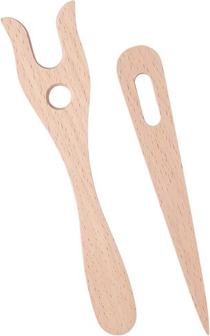 2 Pack Lucet Fork Wooden Weaving Tools Weaving Needles Finger Braiding Tool for Bracelet Necklace Braided Projects DIY Tools in Kuwait