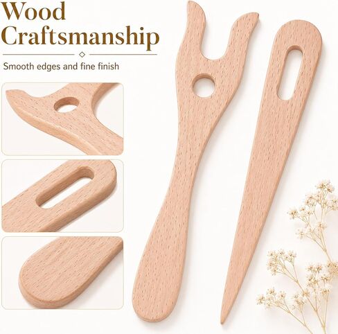 2 Pack Lucet Fork Wooden Weaving Tools Weaving Needles Finger Braiding Tool for Bracelet Necklace Braided Projects DIY Tools in Kuwait
