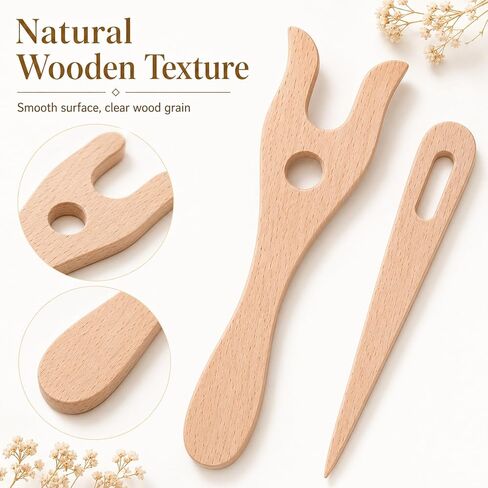 2 Pack Lucet Fork Wooden Weaving Tools Weaving Needles Finger Braiding Tool for Bracelet Necklace Braided Projects DIY Tools in Kuwait