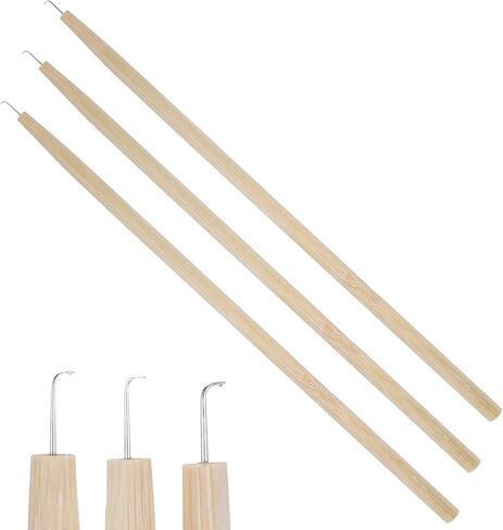 3 Pieces Wig Ventilating Needle, Professional Lace Wig Ventilating Needle Kit, 3 Sizes Wooden Handle Hook Needles for Wig Making, Repairing, Weaving, and Hair Extensions in Kuwait