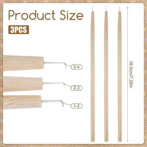 3 Pieces Wig Ventilating Needle, Professional Lace Wig Ventilating Needle Kit, 3 Sizes Wooden Handle Hook Needles for Wig Making, Repairing, Weaving, and Hair Extensions in Kuwait