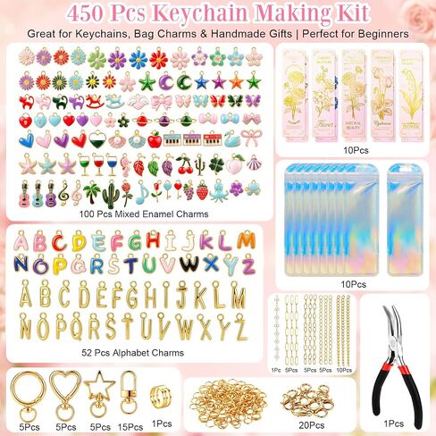 Hysagtek 450 Pcs Lip Gloss Charms Keychain Kit in Kuwait