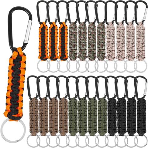 24 Pcs Paracord Keychain, 6 Colors Braided Keychain Clip with Strap, 6.3x1.2 Inch Backpack Strap for Keys, Outdoor Sports, Hiking Tools, Backpack Accessories in Kuwait