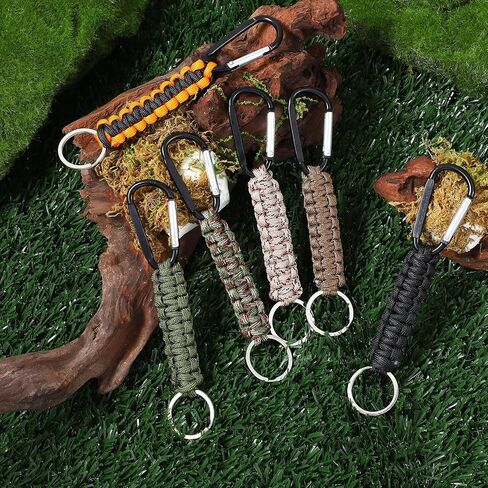 24 Pcs Paracord Keychain, 6 Colors Braided Keychain Clip with Strap, 6.3x1.2 Inch Backpack Strap for Keys, Outdoor Sports, Hiking Tools, Backpack Accessories in Kuwait