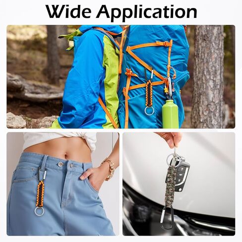 24 Pcs Paracord Keychain, 6 Colors Braided Keychain Clip with Strap, 6.3x1.2 Inch Backpack Strap for Keys, Outdoor Sports, Hiking Tools, Backpack Accessories in Kuwait