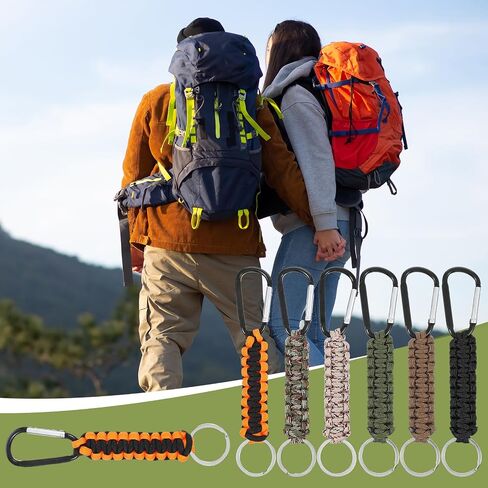 24 Pcs Paracord Keychain, 6 Colors Braided Keychain Clip with Strap, 6.3x1.2 Inch Backpack Strap for Keys, Outdoor Sports, Hiking Tools, Backpack Accessories in Kuwait