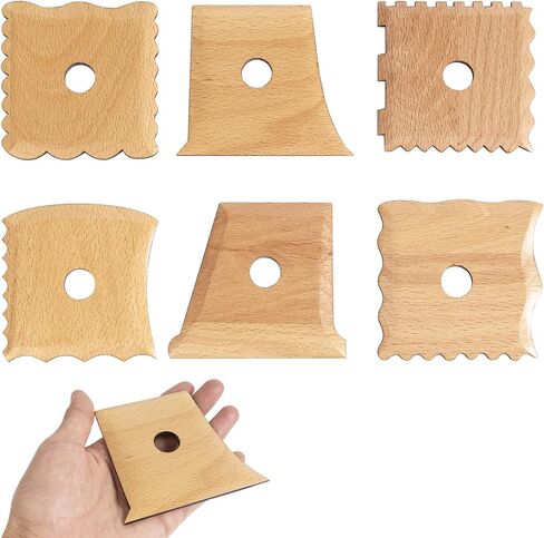 DIYOOHOMY 7 Pcs Wooden Pottery Ribs, Ceramic Shaping, Clay Tools Supplies in Kuwait