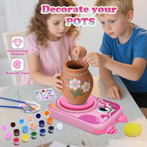 Pottery Wheel for Kids, Unicorn Pottery Craft Kit with 3 Pack Air-Dry Clay in Kuwait