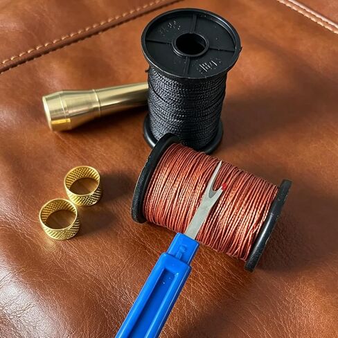 Leather Sewing Awl Kit with 3 Colors of Thread, Copper Handle, 5 Needles, and Accessories for Canvas, Shoe, and Leather Repair in Kuwait