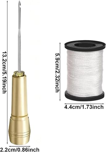 Leather Sewing Awl Kit with 3 Colors of Thread, Copper Handle, 5 Needles, and Accessories for Canvas, Shoe, and Leather Repair in Kuwait