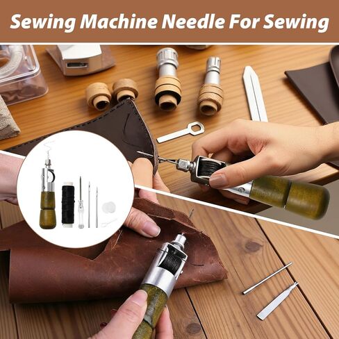 AACGIN 10pcs Sewing Awl Kit with Shoe Repair Adhesive, Professional Leathercraft Sewing Tool with Waxed Thread for Shoes, Leather Bags & Thick Fabric DIY in Saudi Arabia
