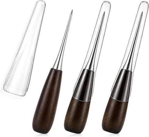 3Pcs Sewing Awl, Leather Awl Tool Wooden Handle Stitching Awls in Kuwait