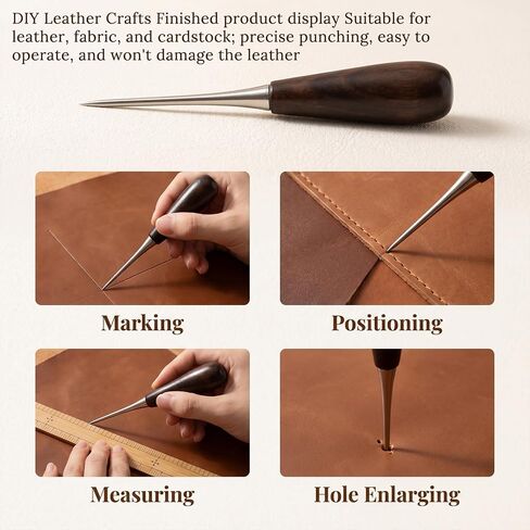 3Pcs Sewing Awl, Leather Awl Tool Wooden Handle Stitching Awls in Kuwait