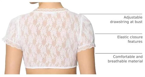 Women's Bavarian Oktoberfest Traditional Dirndl Blouse Beer Garden Crop Lace Top in Saudi Arabia